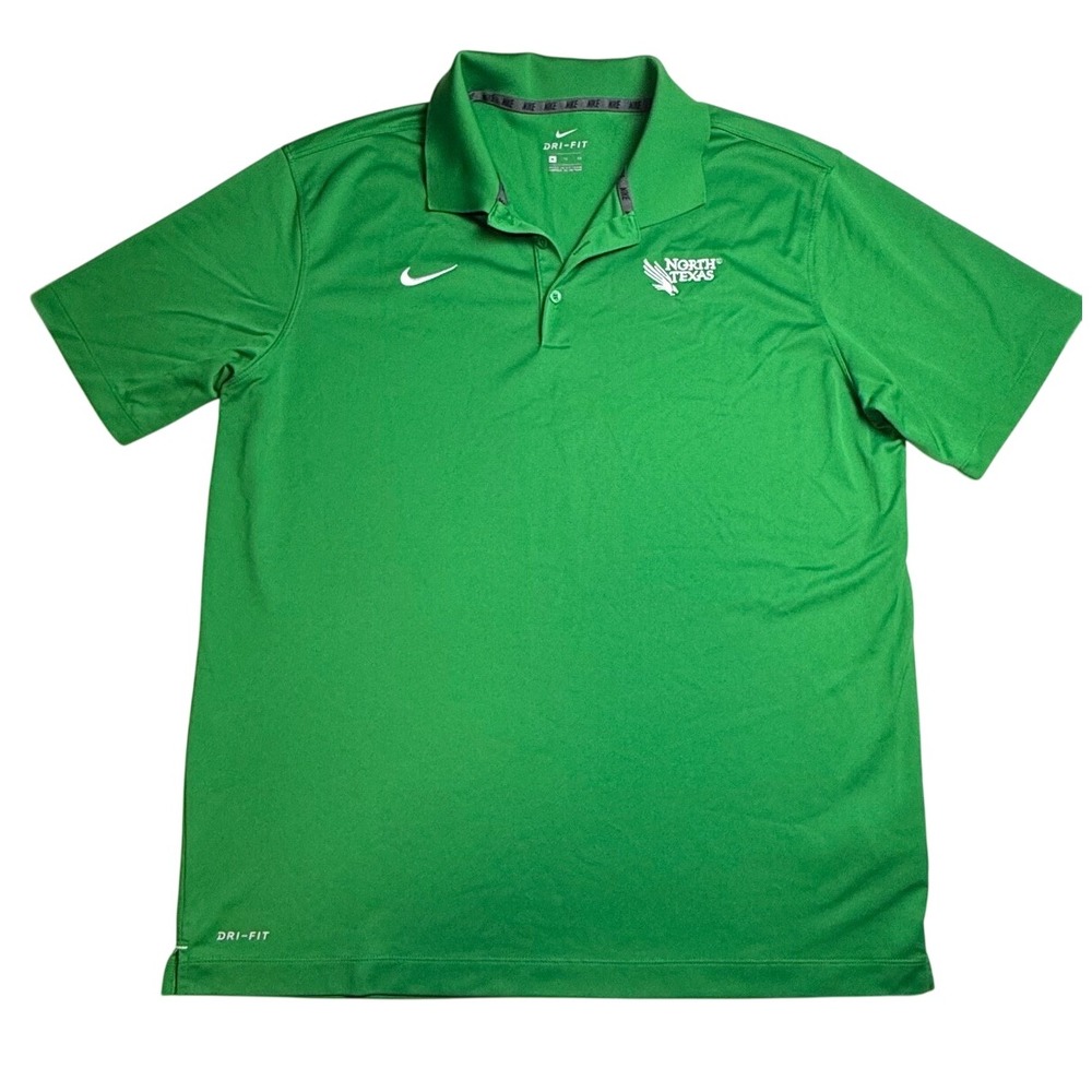 Nike Dri-FIT North Texas Mean Green Polo Shirt Mens XL Short Sleeve Golf-2541